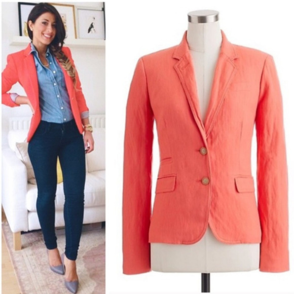 J. Crew Schoolboy Blazer 12 Women's Coral Salmon Pink - Picture 1 of 10